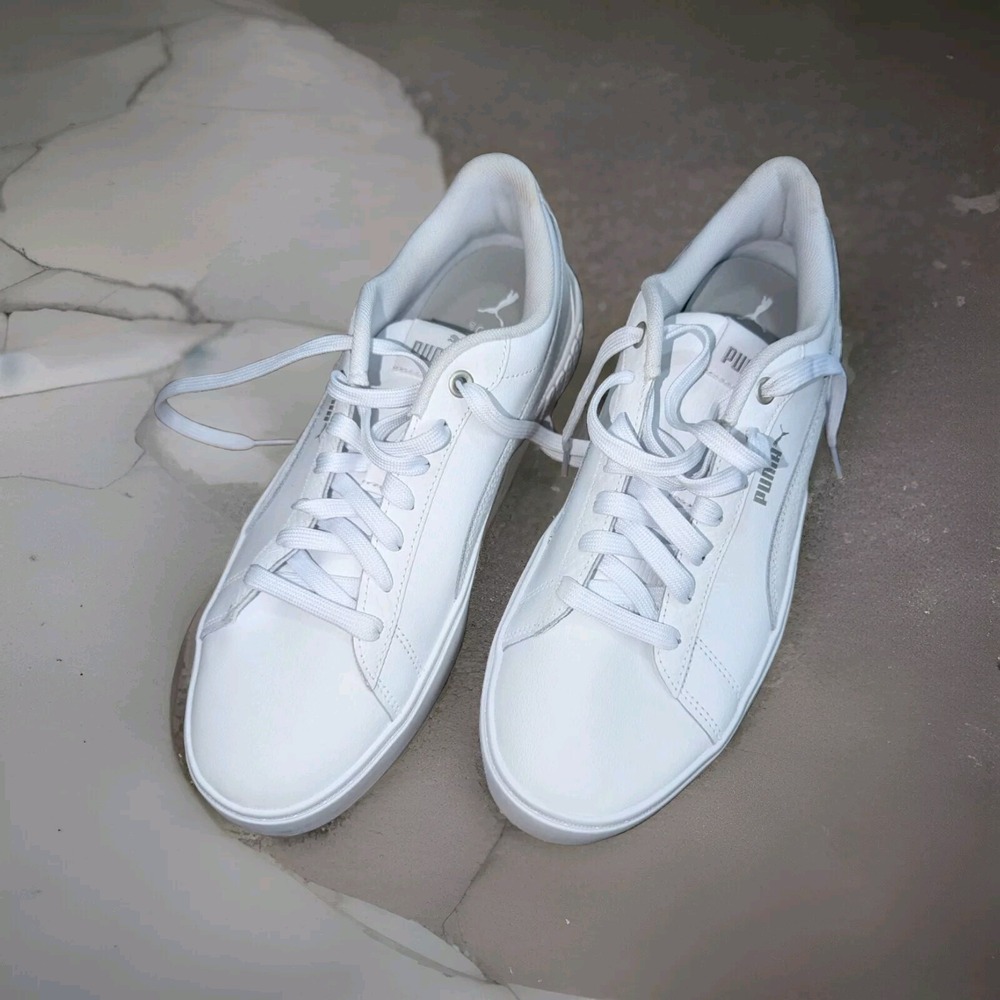 Size 11W - PUMA Smash Platform V2 Triple White W, Please Read Description.